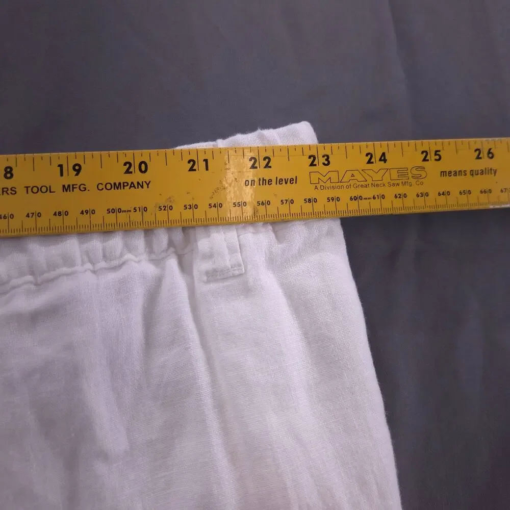 Roundtree & Yorke Caribbean 46 x 29‎ 100% Linen Drawstring White Pants Beach New